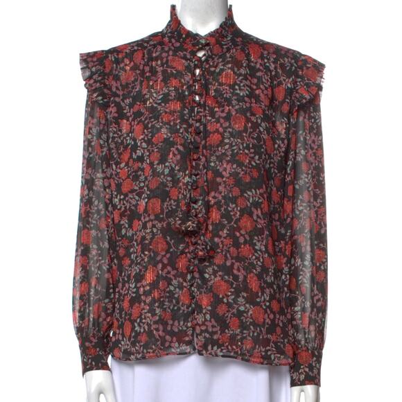 MISA Los Angeles NWT Red & Black Floral Ruffle Blouse Top – Medium - Picture 8 of 15